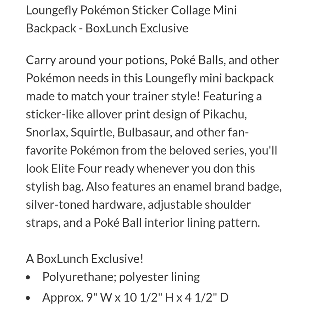 Loungefly Pokemon Sticker Collage Mini Backpack - Picture 5 of 5